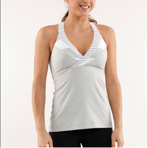 Lululemon Deep Breath Racer Back Tank Top Size 8 Grey - Picture 1 of 8